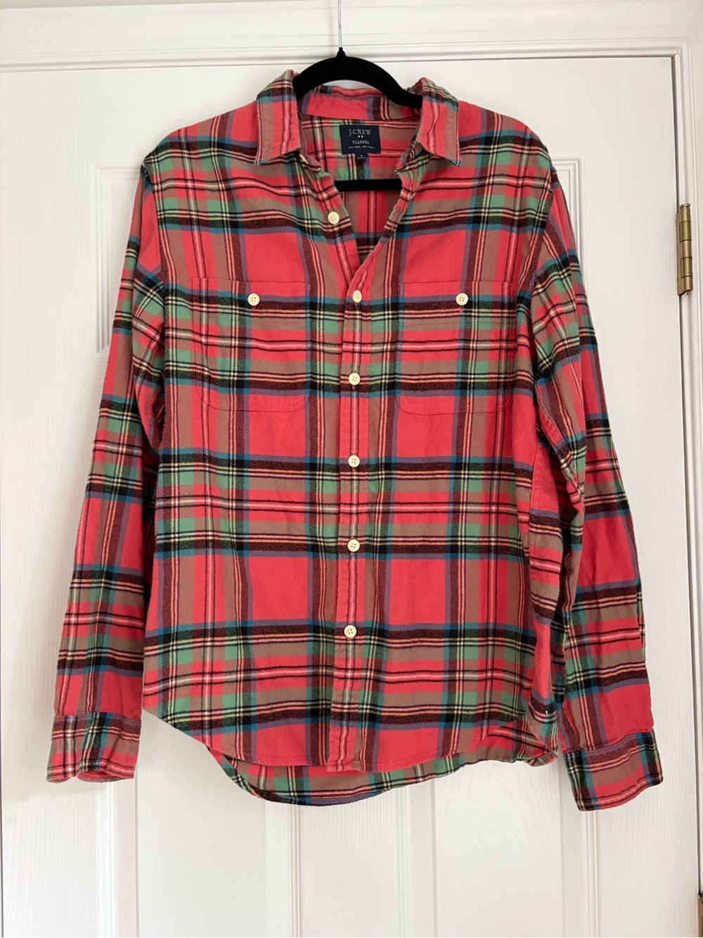 J. Crew Men's Coral Red Plaid Button-Down Shirt